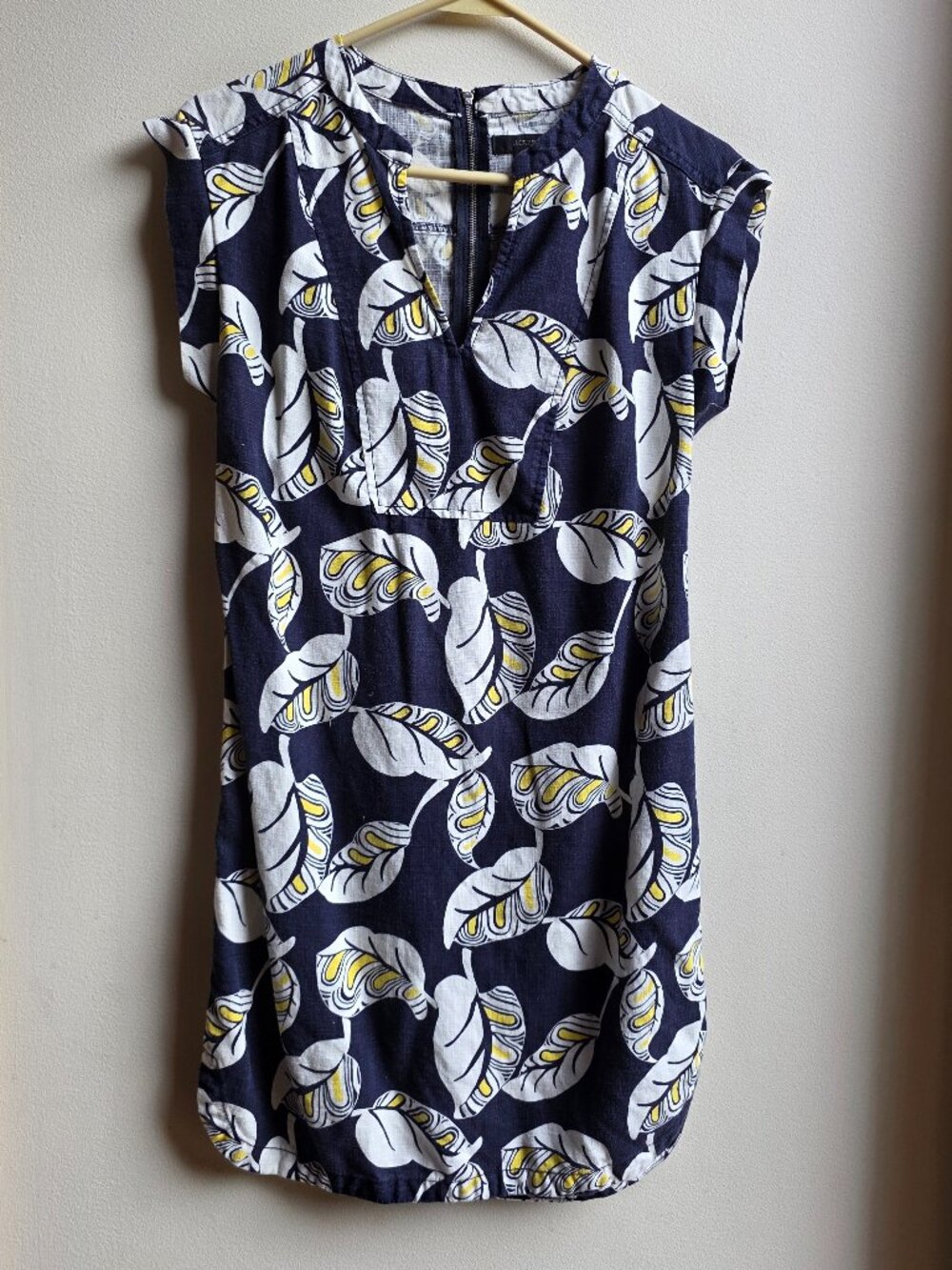 J. Crew V-Neck Linen Blend Floral Shift Dress Size XXS